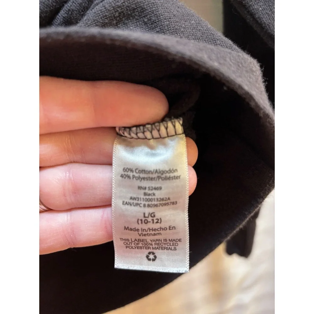 Athletic Works Kids L 10-12 Black Long‎ Sleeve Crewneck Sweatshirt - Picture 4 of 5